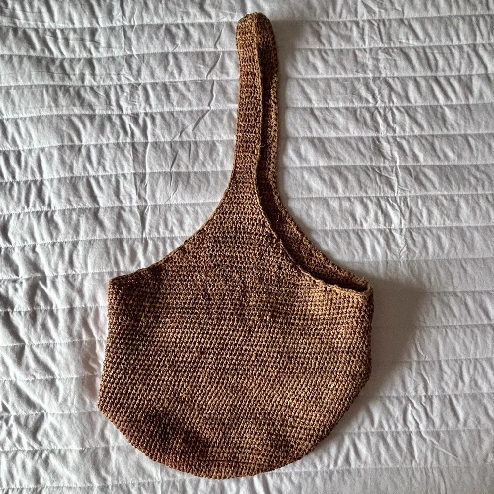 Woven Straw Tote Bag in Brown - Picture 9 of 10